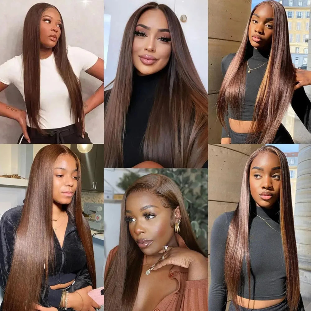 Perruque Lace Front HD 13x6 – Cheveux Humains Remy, Lisses, 18–46"