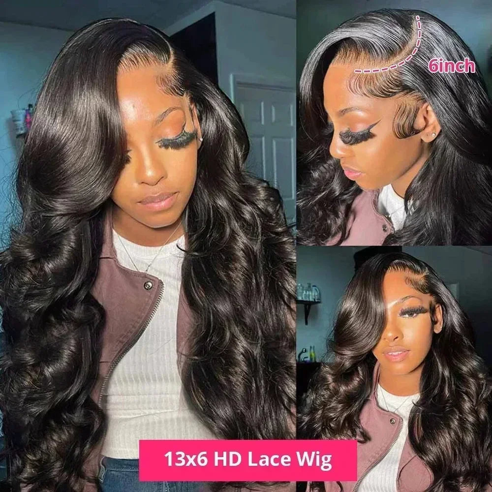 Perruque Body Wave Lace Front – Cheveux Humains Brésiliens Remy, 26"+