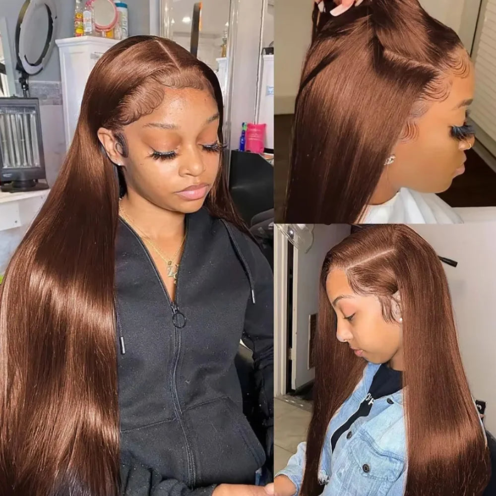 Perruque Lace Front HD 13x6 – Cheveux Humains Remy, Lisses, 18–46"