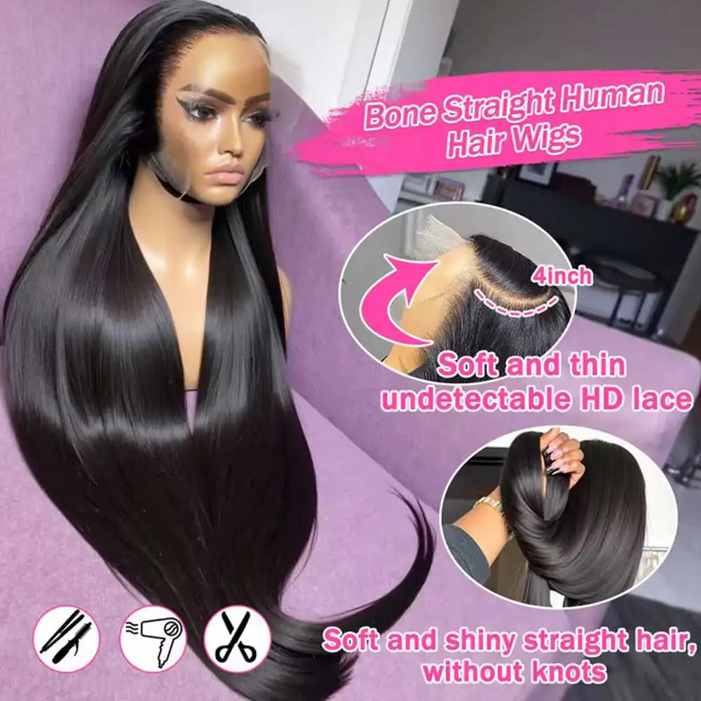 Perruque Lace Front HD 13x6 – Cheveux Humains Brésiliens Remy, Lisses