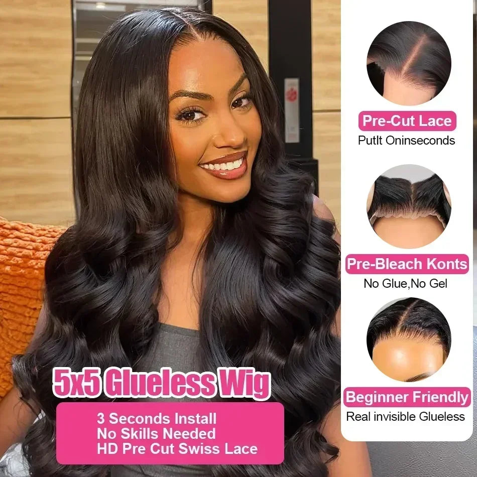Perruque Body Wave Lace Front – Cheveux Humains Brésiliens Remy, 26"+