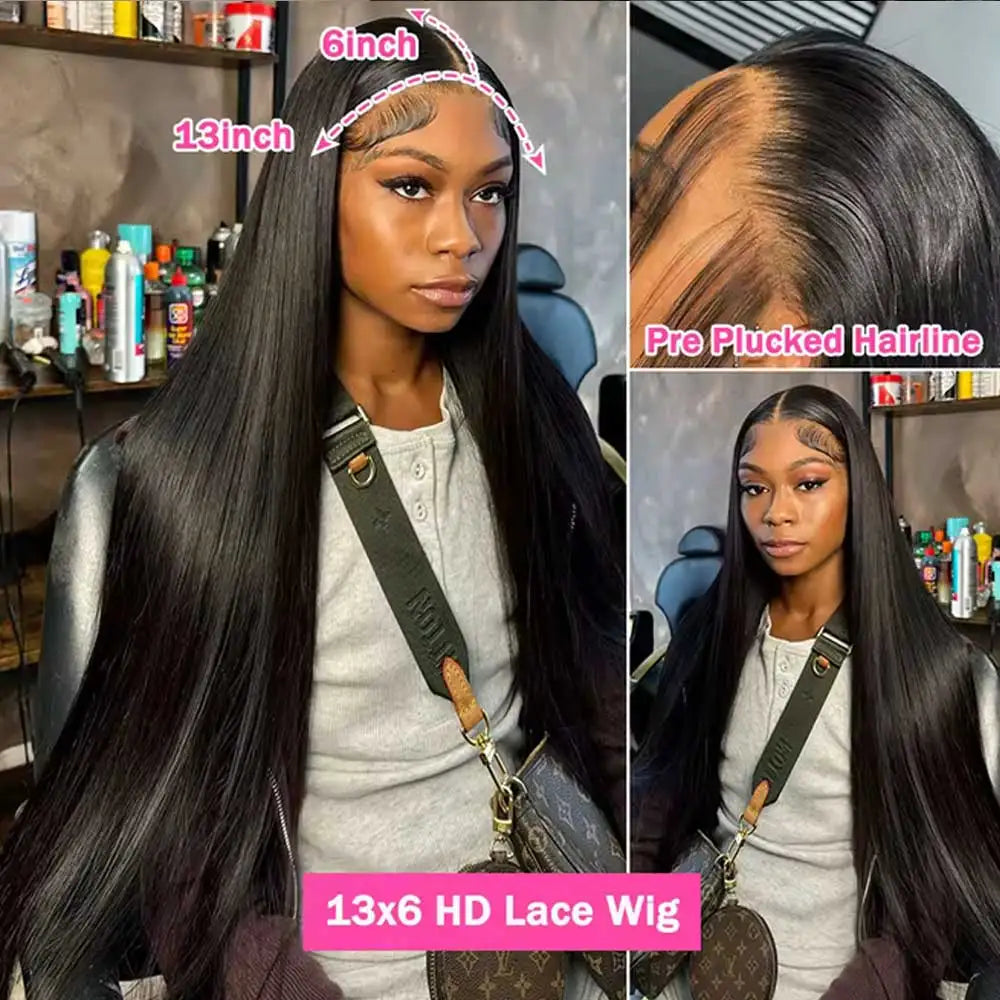 Perruque Lace Front HD 13x6 – Cheveux Humains Brésiliens Remy, Lisses